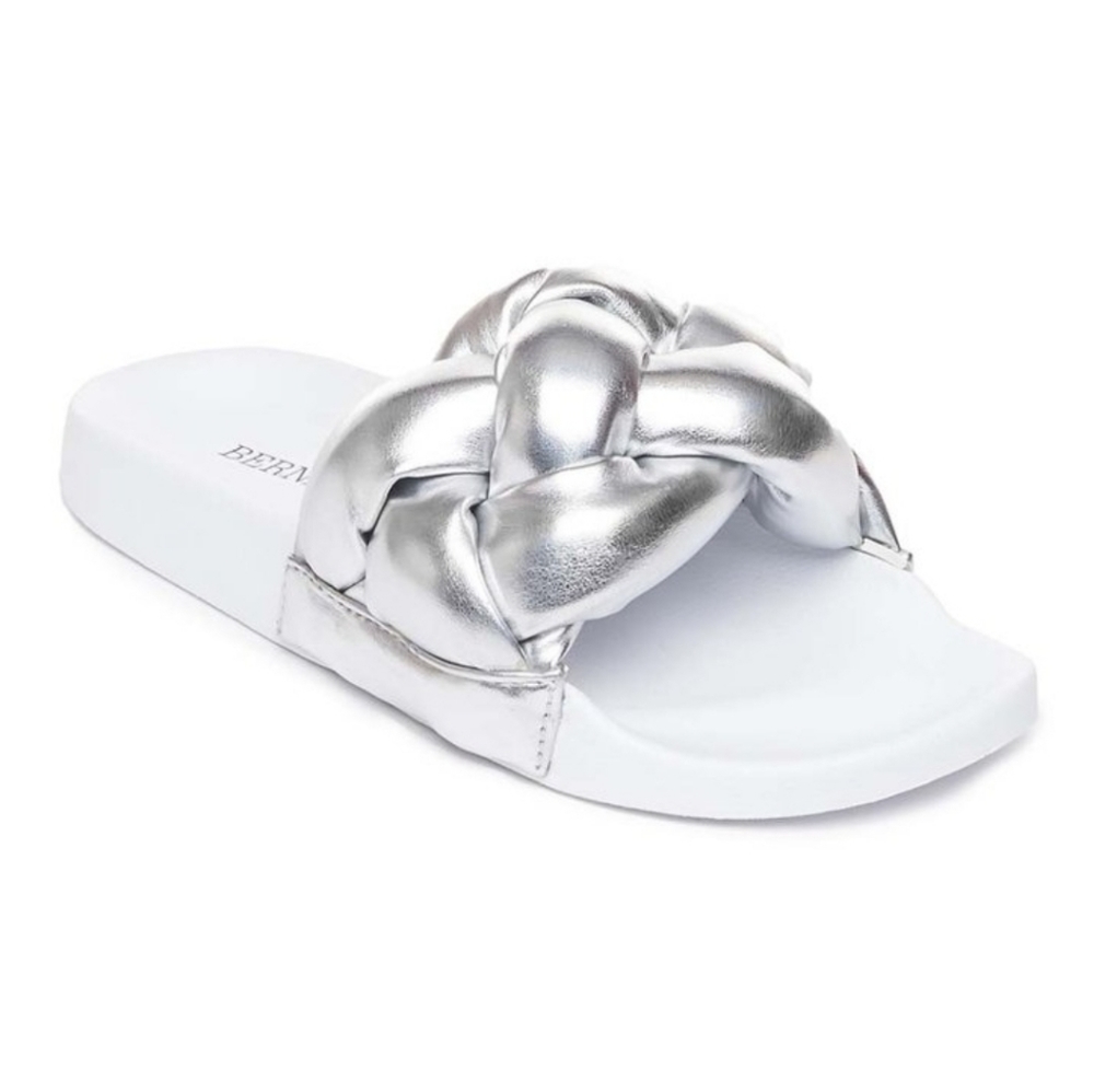 Bernardo White/Silver Metallic Puff Sandal Super Fun Slides!